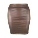Jupe mini en PU cuir brillant pour femmes Taille haute Coupe ajustée Look sexy Tenue de soirée élégante Jupe stylée pour les fêtes 4