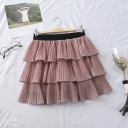 Jupe mini femme à volants plissés Taille élastique Coupe évasée en polyester et coton Jupe à porter avec un t-shirt ou une blouse 3