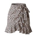 Jupe mini femme avec devant drapé et nouage sur le côté Ourlet en volan asymétrique Imprimé intégral Polyester léger 3