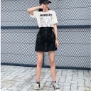 Jupe mini femme avec grandes poches et ceinture Zip sur toute la longueur à l'avant Poches avec boucles Taille haute froncée Coupe 7