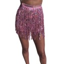 Jupe mini femme avec paillettes et franges 5