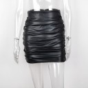 Jupe mini froncée pour femme en simili cuir 2