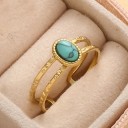 Justerbar ring med oval sten 18,2 mm, relieferad ring med dubbel linje, framträdande naturligt motiv 11