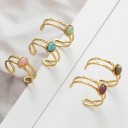 Justerbar ring med oval sten 18,2 mm, relieferad ring med dubbel linje, framträdande naturligt motiv 3