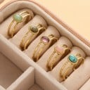 Justerbar ring med oval sten 18,2 mm, reliefformet ring med dobbelt linje, markant naturligt motiv 4