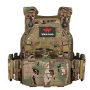 Justerbar taktisk vest med hurtigudløser Skjulte lommer med velcro 4 aftagelige puder Neutrale farver Omkreds 75-125 cm Skuldre 15-20 cm 7
