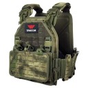 Justerbar taktisk vest med hurtigudløser Skjulte lommer med velcro 4 aftagelige puder Neutrale farver Omkreds 75-125 cm Skuldre 15-20 cm 3