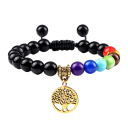 Justerbart armbånd med syv chakraer og obsidianperler 2