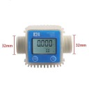 K24 digitální turbínový průtokoměr tekutin s LCD displejem 10 x 10 x 10 cm připojení 32 mm modrý na měření průtoku kapalin 5