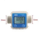K24 digitální turbínový průtokoměr tekutin s LCD displejem 10 x 10 x 10 cm připojení 32 mm modrý na měření průtoku 5