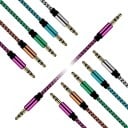 Kabel AUX 3,5mm wtyczka męska na męską do połączenia telefonu lub odtwarzacza z głośnikiem Elastyczne nylonowe plecenie Długość 1 m 3