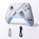 Kabelloser Gaming-Controller mit USB-Empfänger und blauem Lichtstreifen in Weiß für PC, Nintendo Switch, Fernseher und Mobiltelefon 3