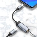 Kabelový adaptér USB-C na 3,5mm jack a USB-C pro sluchátka a nabíjení telefonu Rozbočovač 2v1 Zdířka USB-C na boku Hliníková slitina 4