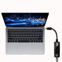 Kabelový LAN převodník Type-C na RJ45 1000Mbps externí Ethernet adaptér síťová karta černé provedení pro notebook PC MacBook 3