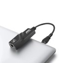 Kabelový LAN prevodník Type-C na RJ45 1000Mbps externý Ethernet adaptér sieťová karta čierne prevedenie pre notebook PC MacBook 2