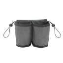 Kahvimukiteline matkalaukun kahvaan, kaksinkertainen tasku 16×8×12 cm, Oxford-kangas, musta-harmaa, juomaorganisaattori matkatavaroille 1
