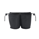 Kahvimukiteline matkalaukun kahvaan, kaksinkertainen tasku 16×8×12 cm, Oxford-kangas, musta-harmaa, juomaorganisaattori matkatavaroille 2