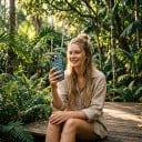 Kaksikerroksinen kuori iPhone 16e Aaltomainen raidallinen kuvio Petroliininvihreä ja kerma Kestävä pudotuksia ja naarmuja vastaan Päivittäiseen 5