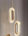 Kaksinkertainen riippu-LED-valaisin, jossa 2 metallista ja akryylistä valmistettua ovaalia, lämmin valkoinen, leveys 24 cm, ripustus jopa 180 cm, makuuhuoneeseen tai ruokapöydän ylle 4