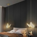 Kaksinkertainen ripustettava LED-valaisin, jossa on 2 metallista ja akryylistä valmistettua perhosta pohjoismaisessa tyylissä, lämmin valkoinen, siipiväli 18–20 cm, makuuhuoneeseen tai lastenhuoneeseen 3