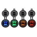 Kaksinkertainen USB-laturi 12 V paneeliin Vedenkestävä pistorasia IP65 ABS-muovista suojakannella Lähtö 5 V 2,1 A Taustavalaistut portit 5