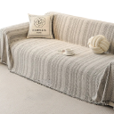 Κάλυμμα καναπέ με σχέδιο ψαροκόκαλο 180 x 300 εκ. βελούδινο μοτίβο με φούντες αντιολισθητικό πλενόμενο προστασία καναπέ για όλες τις εποχές 12