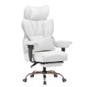 Kancelářská židle ergonomická s bederní opěrkou a podnožkou rozměry 50 x 54 x 135 cm umělá kůže i kov do kanceláře i pracovny na sezení u PC 3