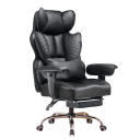 Kancelářská židle ergonomická s bederní opěrkou a podnožkou rozměry 50 x 54 x 135 cm umělá kůže i kov do kanceláře i pracovny na sezení u PC 2