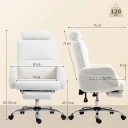 Kancelářská židle Polohovací s podnožkou a opěrkou hlavy Výškově nastavitelná Z ovčí tkaniny Krémová Do kanceláře i domácí pracovny pro relax 3