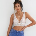 Kanten bralette beha zonder beugels voor vrouwen Diepe V-hals Brede kanten schouderbanden Kanten rand onder de borsten Katoenmengsel 3