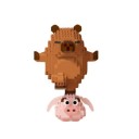 Kapybara com porquinho 9,2 x 6,8 x 14 cm Blocos de construção micro Modelo de animal em tijolinhos Brinquedo criativo para crianças e adultos Presente original e adorável 2