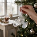 Karácsonyi dísz fánkra Mesebeli hintó kerek kabinnal Átlátszó gyöngyházfényű Díszített kerekek Szalaggal Karácsonyra 5