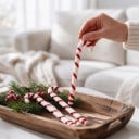 Karácsonyi díszek Cukorbotok fenyőfára Arany akasztóval 17 x 1 cm Spirálminta Piros-fehér szín Akasztós dekoráció 2