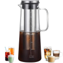 Karafa na studenou kávu Leeseph 1 l Se vzduchotěsným víčkem a odnímatelným filtrem Borosilikátové sklo a nerezová ocel Na cold brew i čaj 1