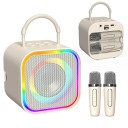 Karaoke set s reproduktorem a 2 mikrofony Bluetooth 5.3 dosah 15 m RGB světla a 5 zvukových režimů baterie 1200 mAh na párty 2