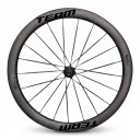 Karbonhjul SUPERTEAM 700C Fælg 50 mm Bredde 28 mm Aksel 12 x 100 og 12 x 142 mm Tubeless Shimano 10 til 12s Sort Til skivebremser 2