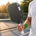 Karbonpaddle til pickleball med kinetisk ramme 5. generation Kerne 16 mm Stødabsorbering Sort med grøn kant Til træning og kampe 5