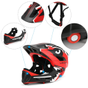 Kask motocyklowy dziecięcy 52–58 cm Kask integralny z wyjmowanym ochraniaczem ust 13 otworów wentylacyjnych Osłona przeciwsłoneczna Wkładka EPS i skorupa PC 3