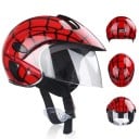 Kask motocyklowy dziecięcy typu flip-up dla dzieci 3-9 lat 48-53 cm Osłona przeciwsłoneczna ABS Czerwony z czarnym wzorem pajęczyny Wyposażenie 2
