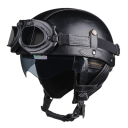 Kask motocyklowy typu flip-up retro z goglami Konstrukcja ze sztucznej skóry ABS Kask do skutera i motocykla Stylowa ochrona podczas jazdy 1
