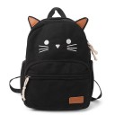 Katte dame rygsæk 38 x 28 x 11 cm med ører og broderet katteansigt med indvendig lomme til laptop og stor frontlomme med lynlås 7