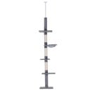 Kattenkrabpaal tot aan het plafond met hangmat en platforms verstelbaar 230-260 cm basis 34 x 40 cm sisal kolom draagvermogen 15 kg voor binnen 1