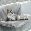 Katzenbett für den Heizkörper 46 x 30 x 25 cm Weiches Plüschliege auf einem Metallrahmen Zum Aufhängen an der Heizung Waschbarer Bezug 3