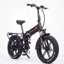 Käytävä sähköpyörä RANDRIDE YX20M-2 Moottori 1000 W Akku 48 V 17 Ah Fat bike 20 x 4 tuumaa Täysjousitettu Musta-punainen Maastoon ja kaupunkiin 3