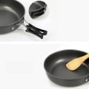 Kemping serpenyő és piknik tál Átmérő 18 cm Összecsukható fogantyú Alumínium az effektív hőelosztásért Szürke-fekete Túrázáshoz és kempingezéshez 2