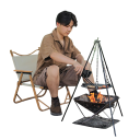 Kempinginen kolmijalkainen grilli- tai kattilapidike ketjulla 50 cm 21,5 cm ja 13 cm putket Ruostumaton teräs Alumiiniseos Ripustusteline kattilalle ja grillille 4