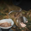 Kempingová konvice na kávu 0,35 l Úzký labutí krk a výměník tepla Sklopná nerezová rukojeť Šedá Na turistiku kempink a filtrovanou kávu 3
