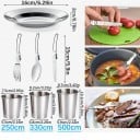 Kempingová sada nádobí pro 4 osoby Nepřilnavý hrnec 175 x 95 mm pánev 180 x 45 mm konvice 800 ml Tvrdá hliníková slitina S příbory 2