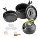 Kempingový hrnec 1,5 l s pánví 0,8 l Pro 3 až 4 osoby Výměník tepla 180 x 150 mm Tvrzený eloxovaný hliník Černá Nádobí na treking 1