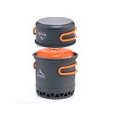 Kempingový hrnec s miskou 1,3 l 160 x 111 mm Tvrzený eloxovaný hliník Šedo-oranžová Na kempink a turistiku pro 2 až 3 osoby 4